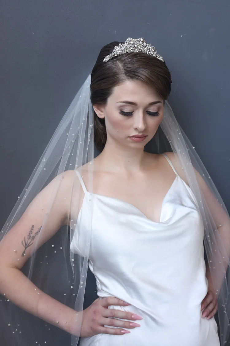 Silver rhinestone embellished Helena headpiece comb by bridal